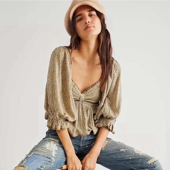 Free People NWT | Brittnee Printed Crop Top Toffee Nut | XS - Picture 5 of 11